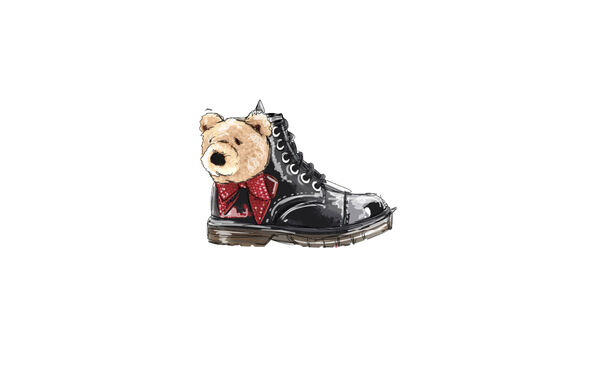 Schnürstiefel aus Teddynappa mit Schleife