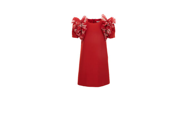 Kleid aus Crêpe Maffy mit Bordüre