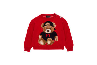 Teddy bear intarsia merino sweater