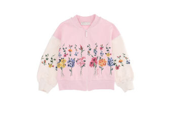 Flower bouquet zip-up bomber sweatshirt