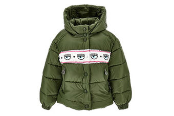Maxilogomania technical down jacket with recycled padding