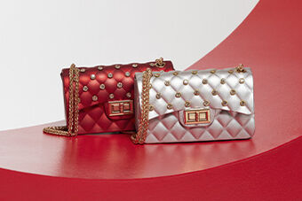 Coated PVC handbag with rhinestones