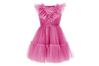 Silk-touch tulle dress with rhinestones