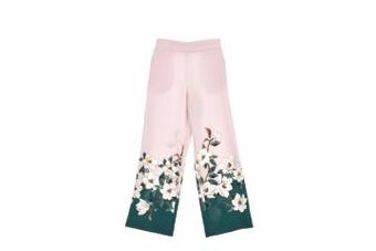 Pantalón palazzo con estampado de magnolia