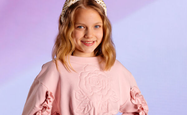 Sudadera de algodón con rosa