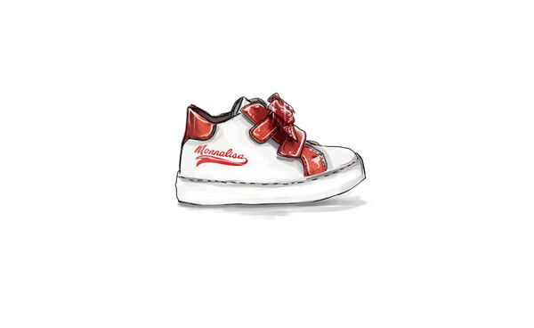 Sneakers en nappa bicolore avec nœud