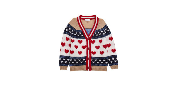 Cardigan lana mohair jacquard cuori
