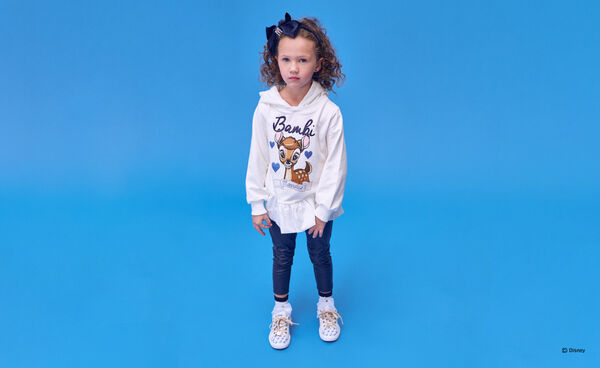 Хлопковая толстовка 'Бэмби' с капюшоном и оборкой