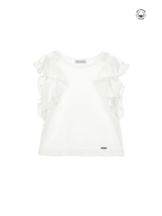 Jersey tank top with ruffles