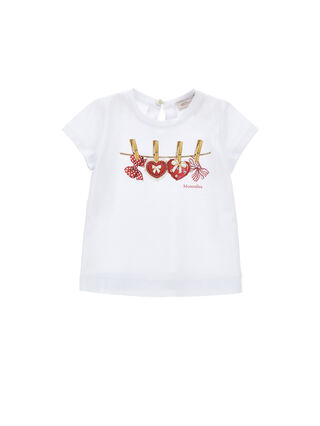 Cotton T-shirt with heart print
