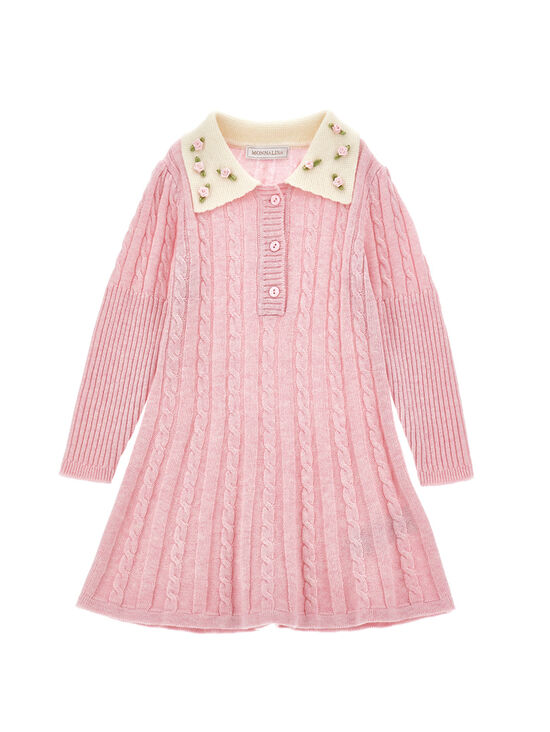 Polo dress with embroidered collar