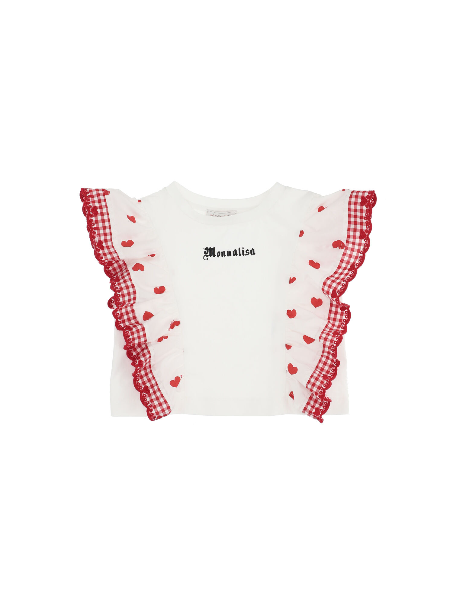 Monnalisa Bambina Abbigliamento Top e t-shirt T-shirt T-shirt senza maniche T-shirt jersey cuori maxi volants 