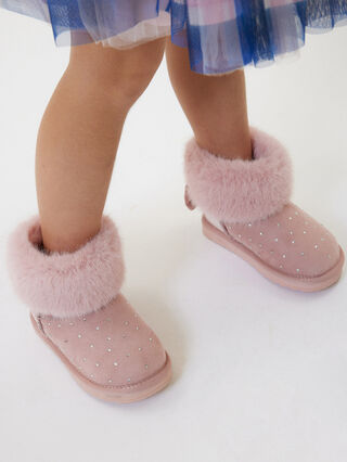 Rhinestone suede ankle boots