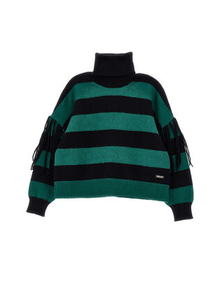 Striped sweater with fringes