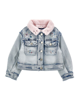 Chaqueta de piel con pedrería