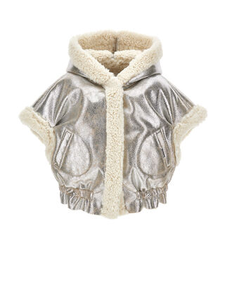 Plush and coated fabric cape