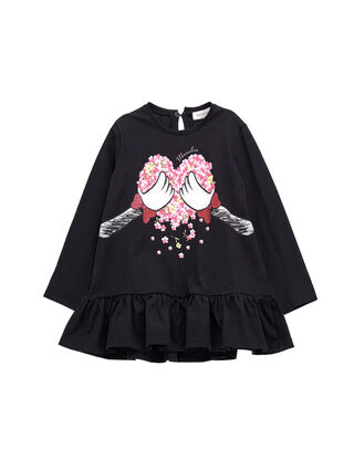 Maxi jersey T-shirt printed with trim