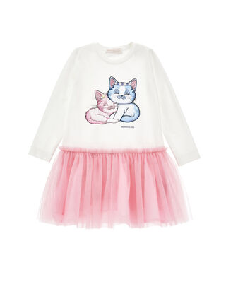 Katzenkleid mit Tüllstickerei