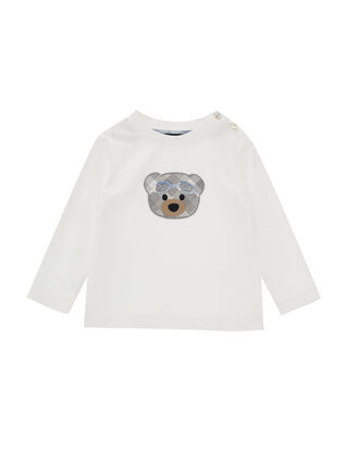 Jersey T-shirt with check teddy bear