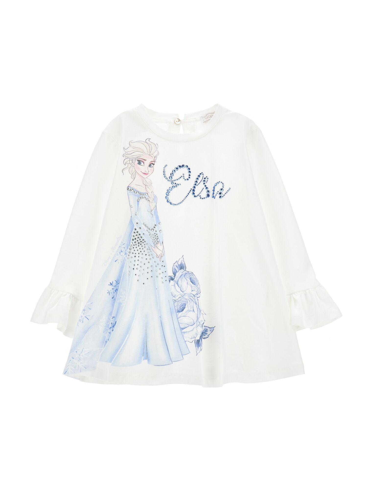 Elsa maxi T-shirt with rhinestones girl | Monnalisa Monaco