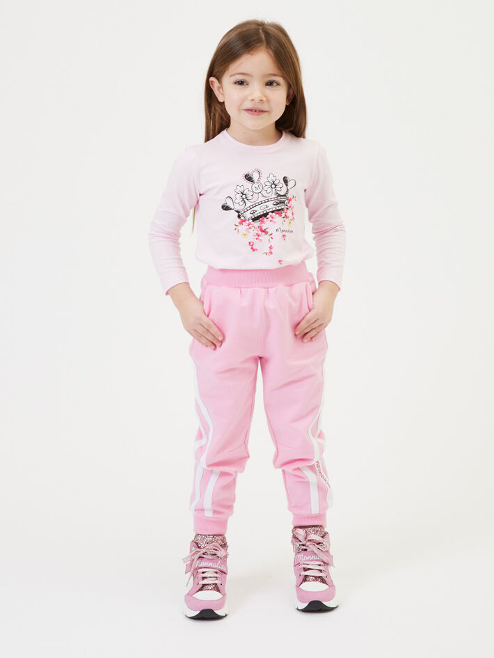 Monnalisa Bambina Abbigliamento Pantaloni e jeans Pantaloni Joggers Jogger gabardine con charm cuore