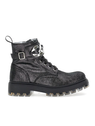 Glitter suede combat boots