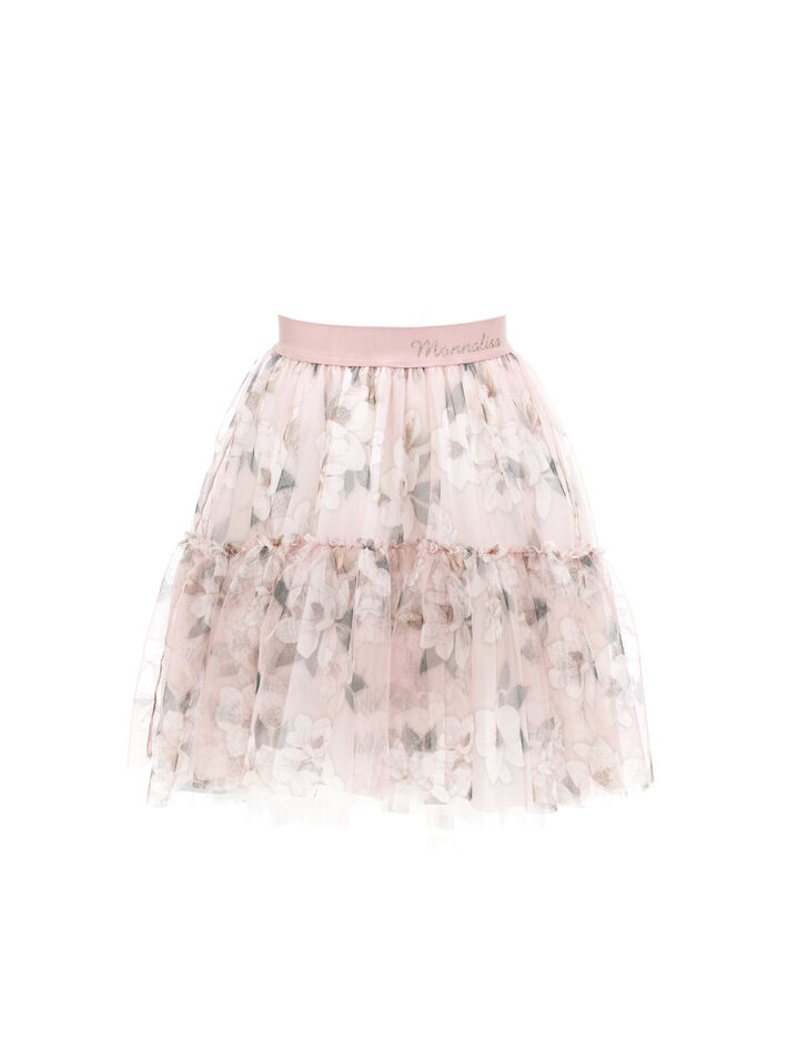 Monnalisa logo-embroidered tutu skirt - White