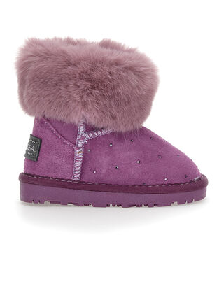 Crusted leather boots with rhinestones