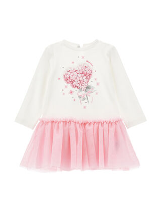 Dress with tulle flounce