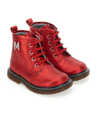 Glitter lace-up combat boots