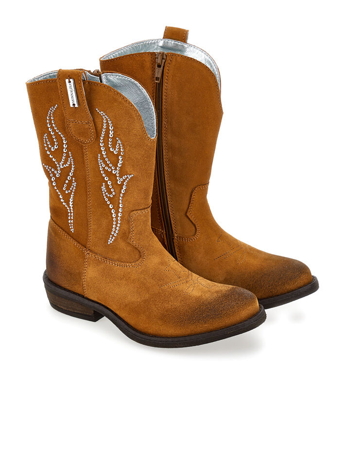 Monnalisa glitter Western 30mm boots - Silver
