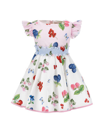 Flared dress with small fruit print