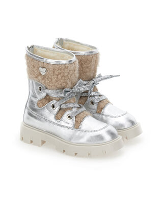 Fur laminated ankle boots