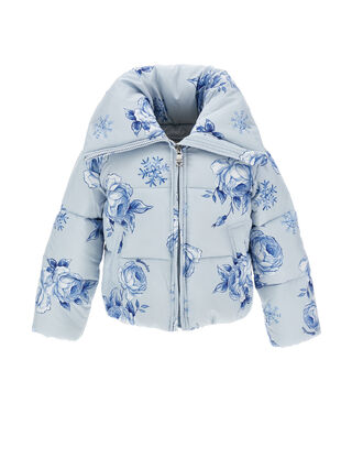 Укороченная куртка-пуховик с принтом «розы»