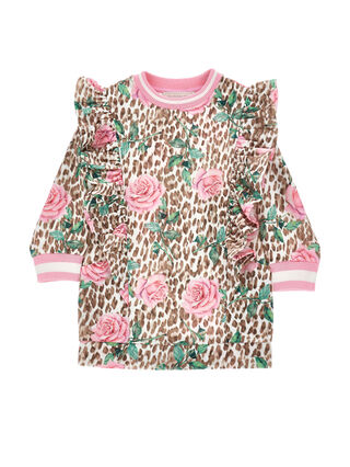 Plüschkleid mit Rosen und Rüschen