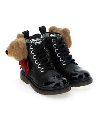 Botas de combate de napa con lazo y osito