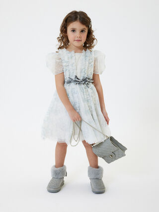 Tüllkleid mit Rüschen und Tupfen