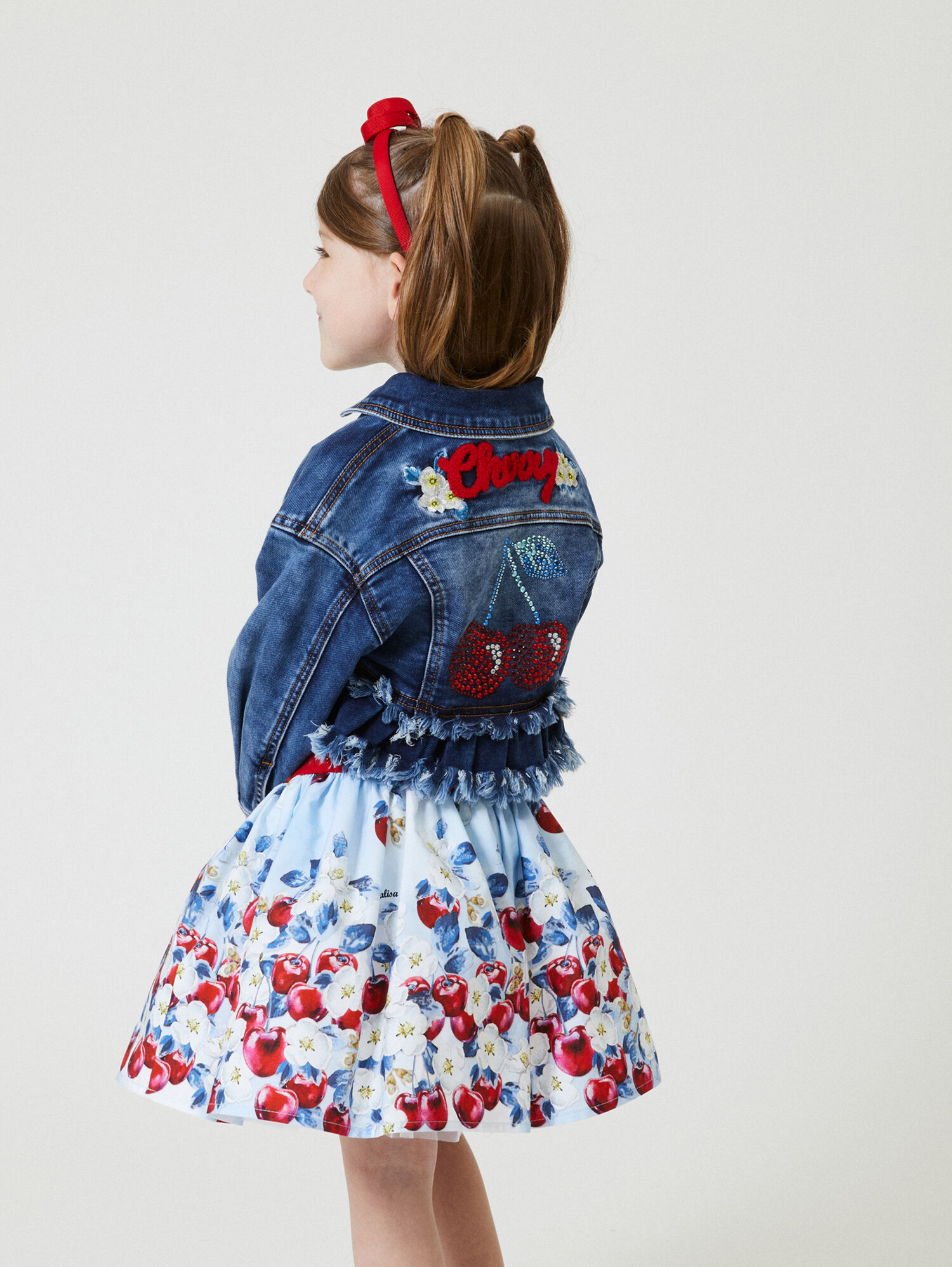 Cherry red denim jacket sales