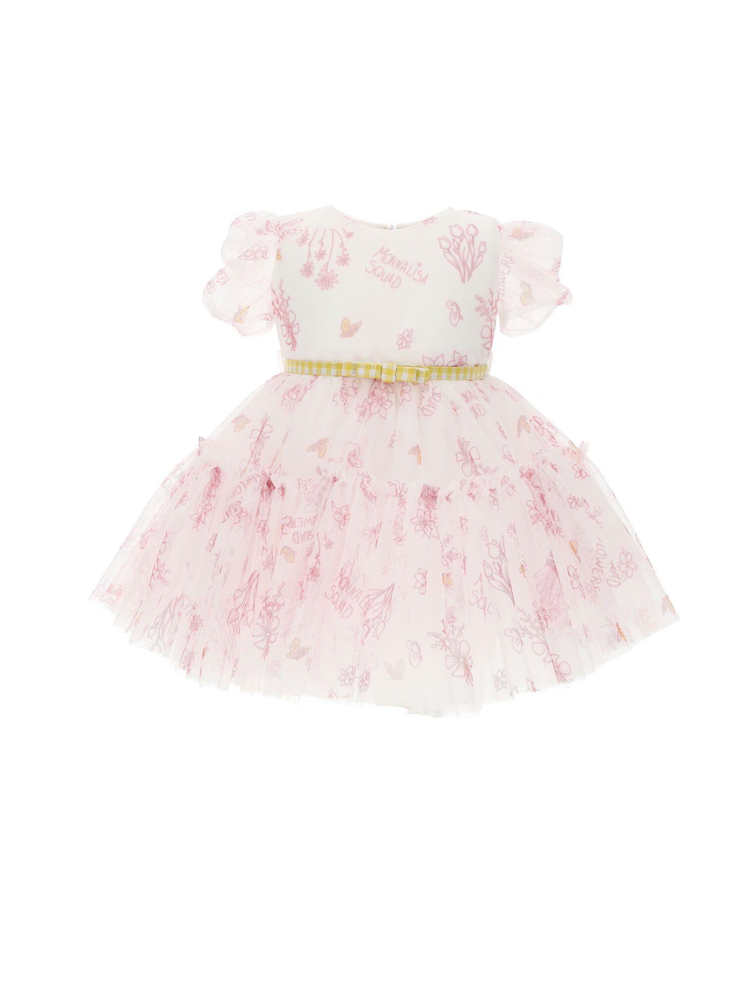 Floral tulle dress with belt girl Monnalisa United States
