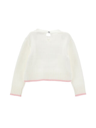 Soft sweater with rhinestone teddy bear