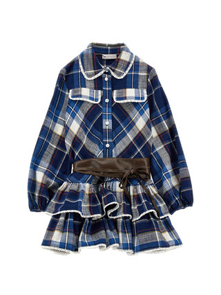 Платье с поясом в клетку «тартан»