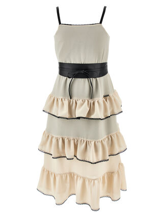 Abito georgette lungo balze