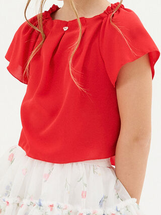 Cropped line satin top