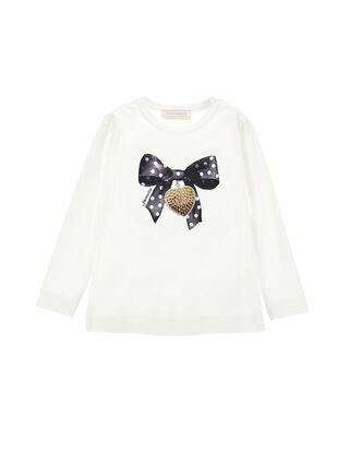 Cotton T-shirt with bow print