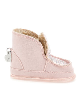 Plush rhinestone ankle boots