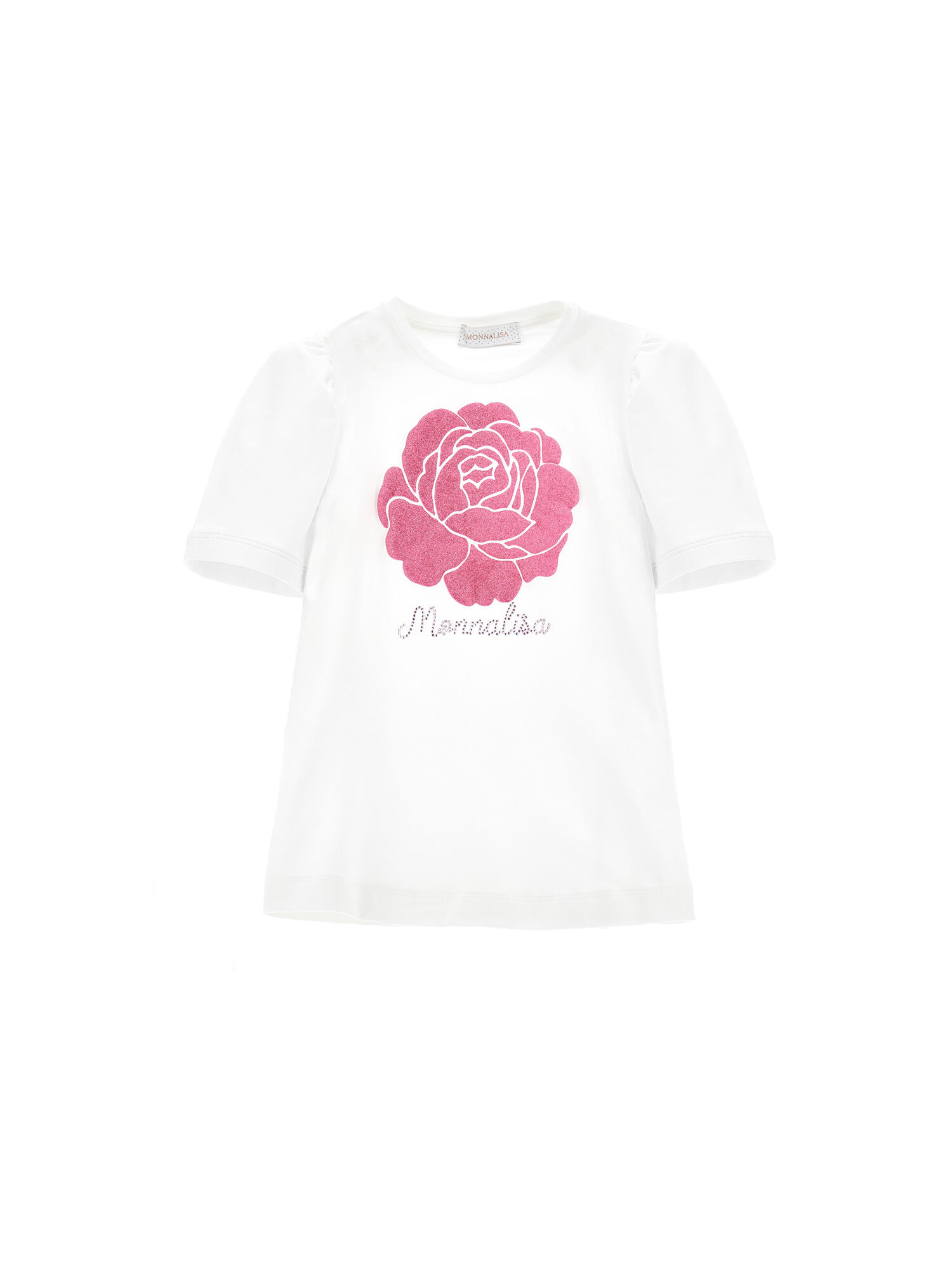 T shirt con rosa glitter bambina Monnalisa Italia