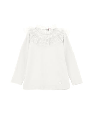 Лонгслив с воротником из тюля