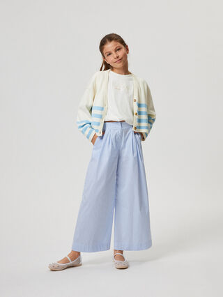 Полосатые хлопковые брюки-палаццо