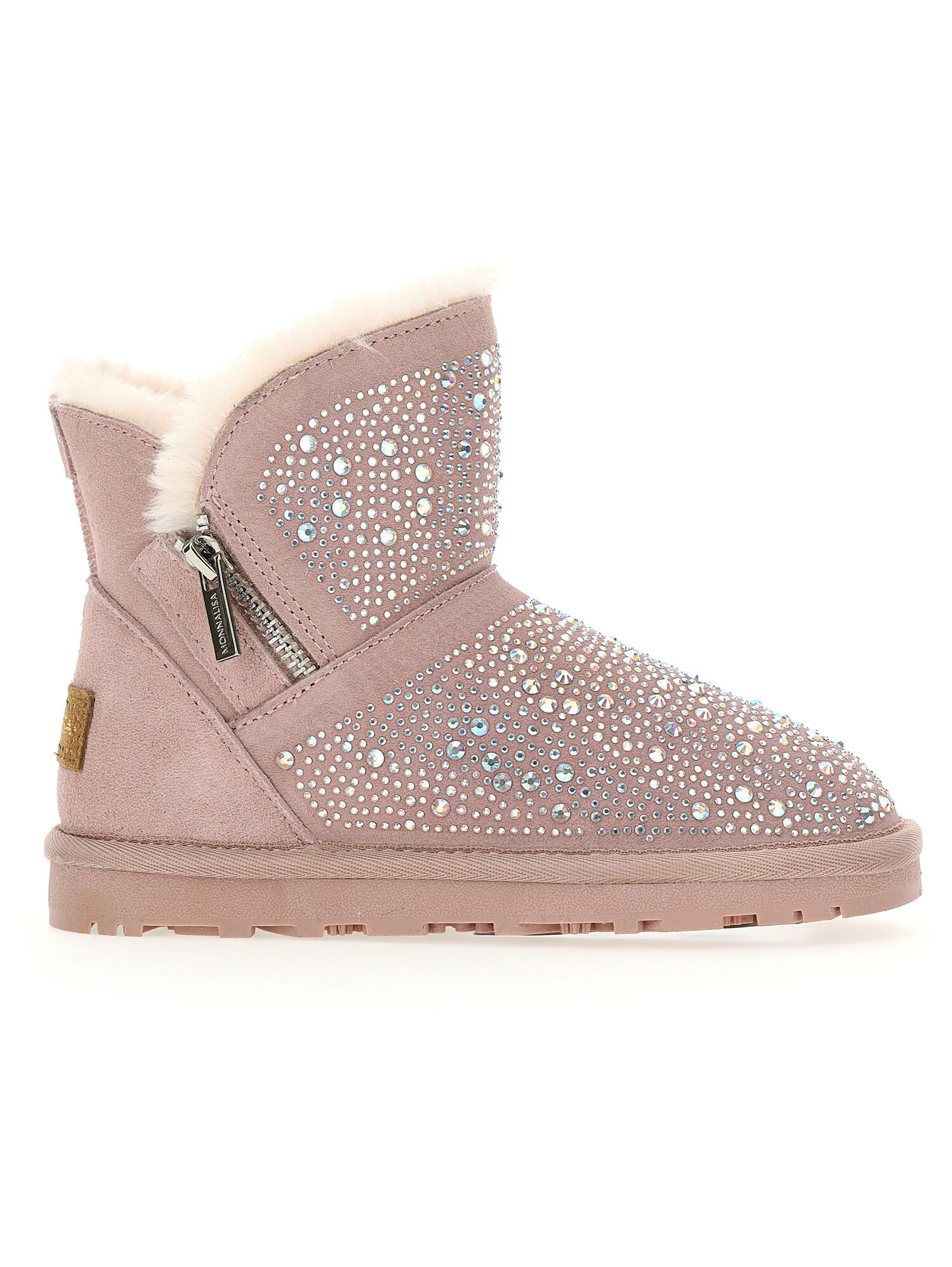 Crusted leather ankle boots with rhinestones Monnalisa Girls Shoes Boots Ankle Boots 