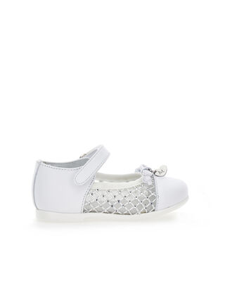 Ballerines en cuir avec résille et strass